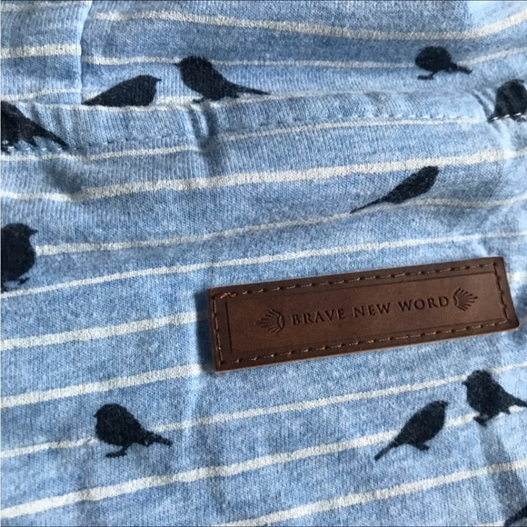 Naketano womens bird print thin blue white striped hooded pullover hoodie - Picture 4 of 8